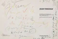 Sans titre by Jean Tinguely, Crayon de couleur sur carton d'invitation édité pour l'exposition Tinguely à la Galerie Be, sold Jun 2026