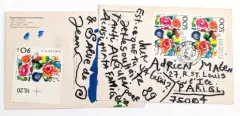 Sans titre by Jean Tinguely, Collage, deux cartes postales réhaussées de gouache, dédicacées et signées Jean, sold Jun 2026