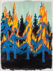 Fever Dream by Kim Dorland, 2022, oil on paper, sold May 2025