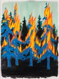 Fever Dream by Kim Dorland, 2022, oil on paper, sold May 2025