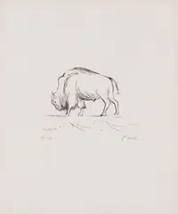 Bison by Henry Moore, etching on paper, sold Apr 2025