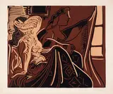 Deux femmes près de la fenêtre by Pablo Picasso, colour linocut on Arches wove paper, sold Apr 2025