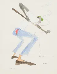 Untitled by Benny Andrews, mixed media on paper, sold Apr 2025