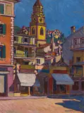 Townscape by Gyula Kosztolányi-Kann, oil on paperboard, sold Apr 2025