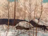 Orient Bay, Lake Nipigon by Frank Hans Johnston, 1933, oil on board, sold Apr 2025