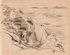Landscape (Georgian Bay) by Arthur Lismer, charcoal on paper, sold Apr 2025