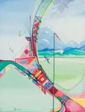 The Great Divide by Alex Janvier, watercolour on paper, sold Mar 2025