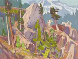 Rough Terrain by Illingworth Kerr, 1981, oil on canvas, sold Mar 2025