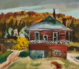 Dark House, Farrelton, P.Q. by Henri Leopold Masson, 1942, oil on canvas, sold Mar 2025