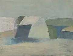 House of the Hermits by Toni Onley, oil on board, sold Mar 2025