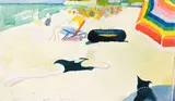 Zoe & Rufus by Greg Curnoe, 1985, watercolour on paper, sold Mar 2025