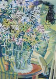 Femme et bouquet de fleurs by Jean Dallaire, 1948, gouache on paper, sold Mar 2025