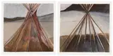 Life & Death on the Great Plains by Joane Cardinal-Schubert, 1979, oil stick on paper diptych, sold Feb 2025
