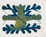 Blue Owl by Kenojuak Ashevak, stonecut on paper, sold Feb 2025