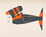 Fish Woman by Jessie Oonark, stencil on paper, sold Feb 2025