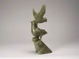 Bird Totem by Paulassie Pootoogook, stone sculpture, sold Feb 2025