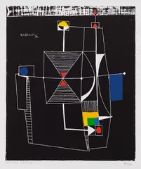 Atomic Fountain by B. C. Binning, serigraph on paper, sold Feb 2025