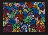 School Backpacks by Gu Xiong, 2009, woodcut on paper, sold Feb 2025