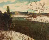 Deep Waters of Spring by Frank Hans Johnston, 1937, oil on board, sold Feb 2025