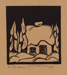 Winter Hanover by Carl Schaefer, 1930, linocut on paper, sold Feb 2025