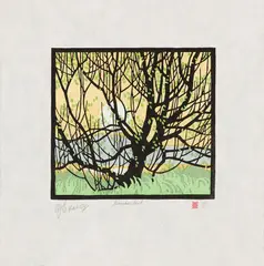 Grenadier Pond by A. J. Casson, linocut on paper, sold Feb 2025
