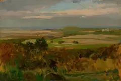 Landschaftsstudie by Carl Irmer, Öl auf Papier auf Pappe, sold May 2018