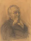 Porträt Pastor Rönnow by Emil Nolde, 1903, Kohle auf braunem Karton, sold Jun 2017