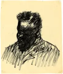 Bärtiger Mann by Paul Holz, Rohrfeder auf Pergamentpapier, sold Oct 2018