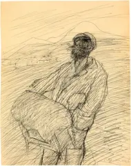 Drehorgelspieler by Paul Holz, Um 1930, Tuschfeder auf chamoisfarbenem Papier, sold Oct 2018