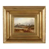 Windsor with Staffage by Thomas Whittle Jr., Oil on artist board retaining a label for Lechertier, sold Aug 2026