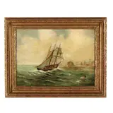 Ship on Turbulent Waters by J. T. Grainger, Oil on canvas, sold Aug 2026