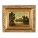 Landscape with Castle by M. Wild, Oil on artist board, sold Aug 2026