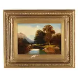 Highland Landscape with Fisherman by G. Barker, Oil on panel, sold Aug 2026