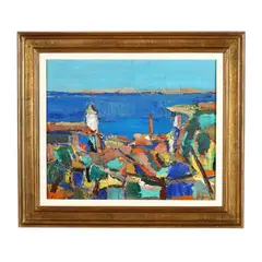 Seaside French Village by Vladislav Gregoriez, Oil on canvas, sold Aug 2026