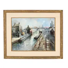 Canal Scene by Lucien Delarue, Watercolor on paper, sold Aug 2026