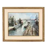 Canal Scene by Lucien Delarue, Watercolor on paper, sold Aug 2026