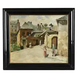 Village Scene by Will Tschech, Oil on canvas, sold Aug 2026
