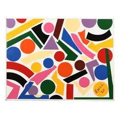 Large Colorful Abstract Painting by Sam Ezell, Oil on canvas, sold Aug 2026