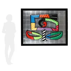 Large Framed Three-Dimensional Floral Wall Hanging by Romero Britto, 3-dimensional screenprinted multiple on wooden backing, sold Jul 2026