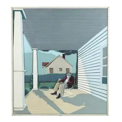 Man with Cane on Front Porch by Maud Gatewood, Acrylic on carved and layered dimensional panel, sold Jul 2026