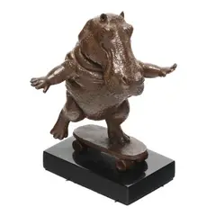 Skateboarding Hippo by Sergio Bustamante, Patinated bronze, sold Jul 2026