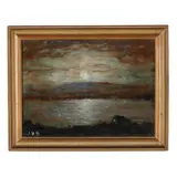 Moonlit Lake with House by Joseph Henry Boston, Oil on canvas, sold Jul 2026