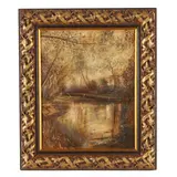 Atmospheric Pond Scene by Michael D Hodowal, Oil on canvas, sold Jul 2026