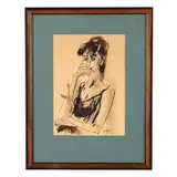 Portrait of a Woman by Jack Berkman, Ink and ink wash on paper, sold Jul 2026