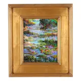 Red & White Pond Flowers by Thomas DeDecker, Oil on panel, sold Jul 2026