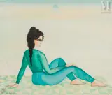 Femme bleue by Jellal Ben Abdallah, Aquarelle et rehauts de gouache, sold Nov 2016