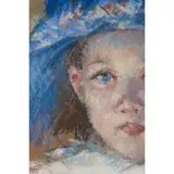 Fillette au chapeau bleu by Mary Cassatt, circa 1909, Pastel, sold Jun 2015
