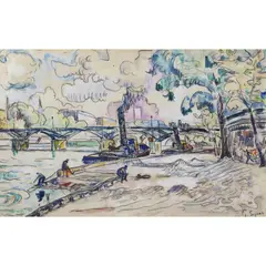 Le pont des Arts by Paul Signac, Aquarelle et fusain, sold Jun 2015