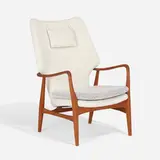 Armchair by Acton Schübel and Ib Madsen, c. 1955, teak, upholstery, sold Apr 2023