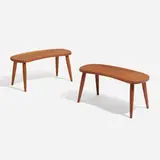 Occasional tables, pair by attribution Josef Frank, c. 1955, teak, sold Apr 2023
